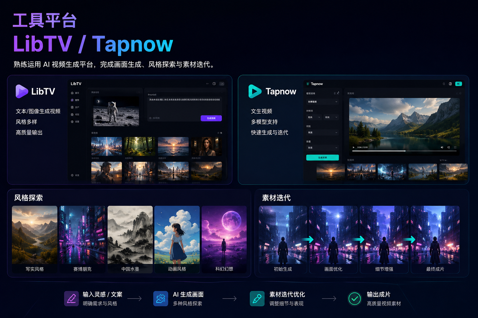 LibTV 与 Tapnow 工具平台视觉图