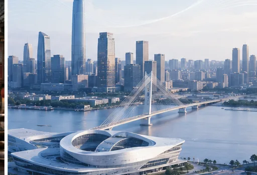 宁波城市天际线与桥梁画面